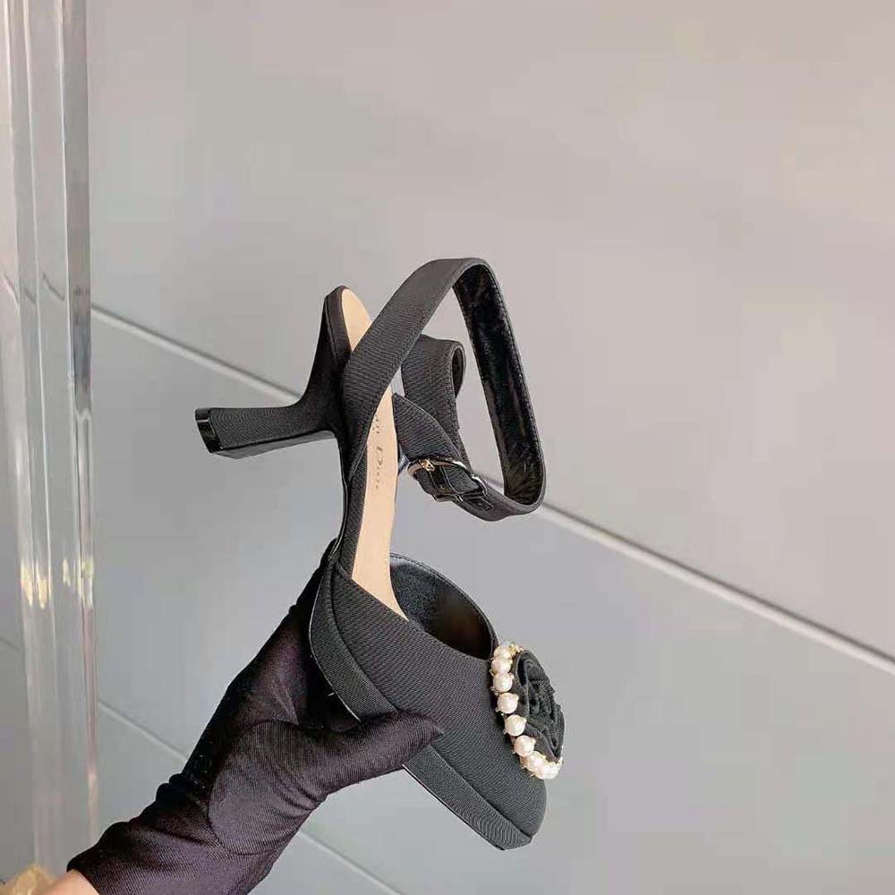 Dior Women Dior Rose Pump Black Grosgrain and White Resin Pearls - image 5