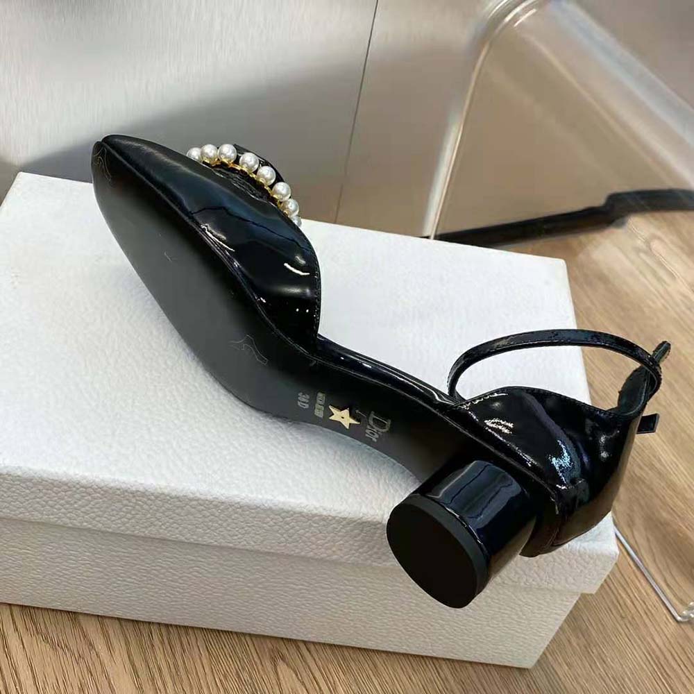 Dior Women Dior Rose Pump Black Patent Calfskin and White Resin Pearls - image 10