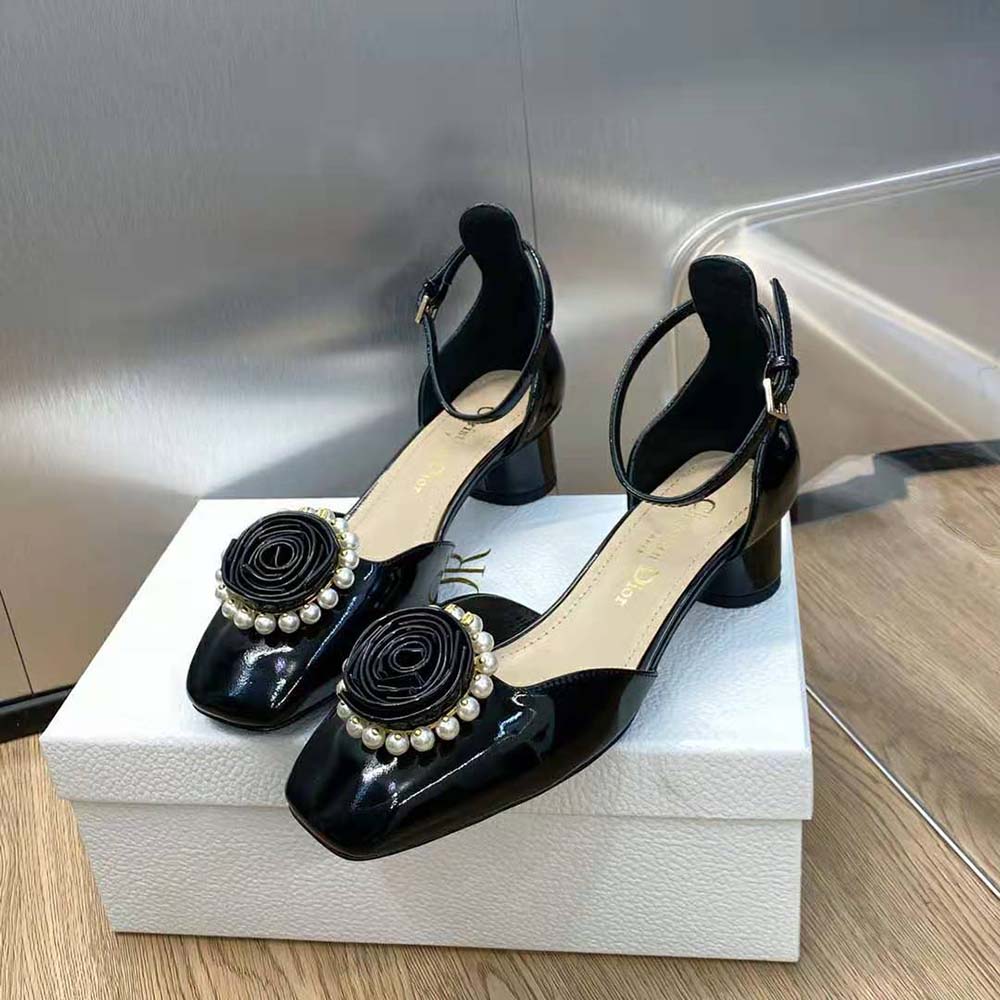 Dior Women Dior Rose Pump Black Patent Calfskin and White Resin Pearls - image 4