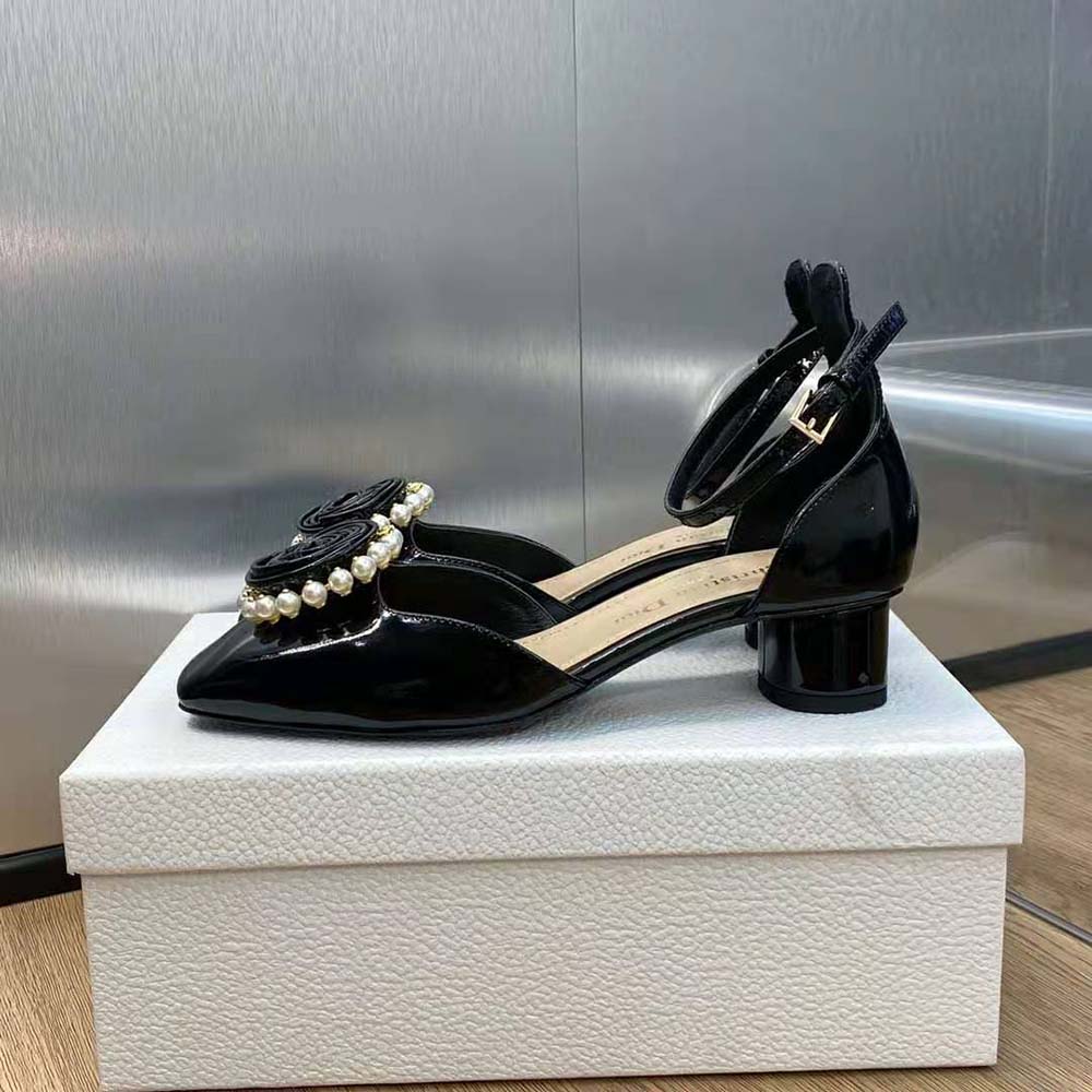 Dior Women Dior Rose Pump Black Patent Calfskin and White Resin Pearls - image 5