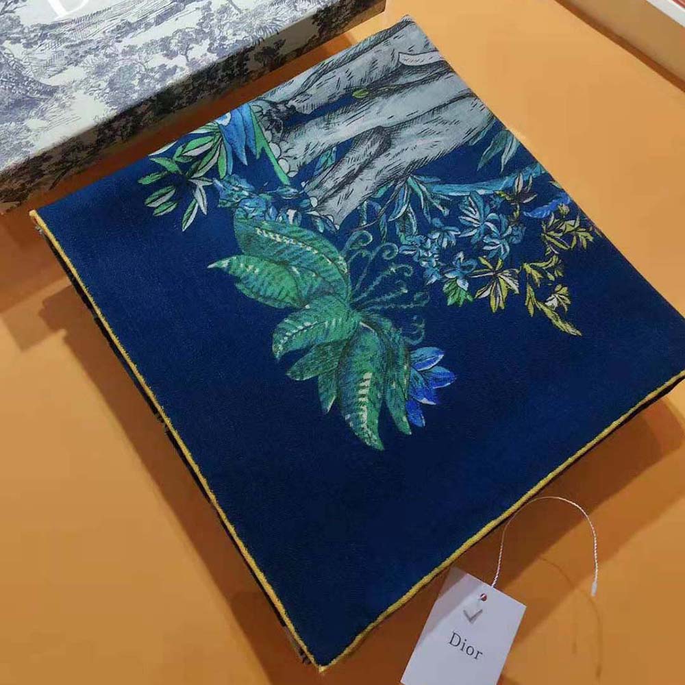Dior Women Etoile De Voyage 90 Square Scarf Deep Blue Multicolor Silk Twill - image 7