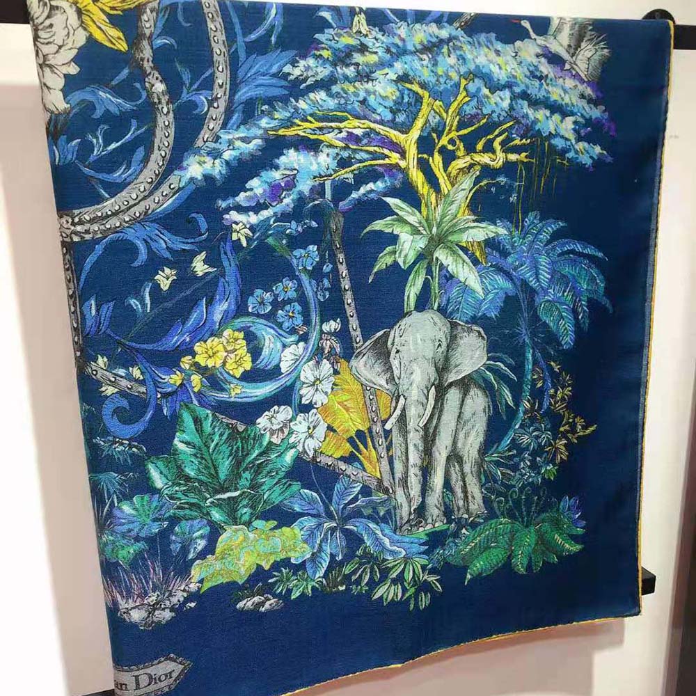 Dior Women Etoile De Voyage 90 Square Scarf Deep Blue Multicolor Silk Twill - image 6