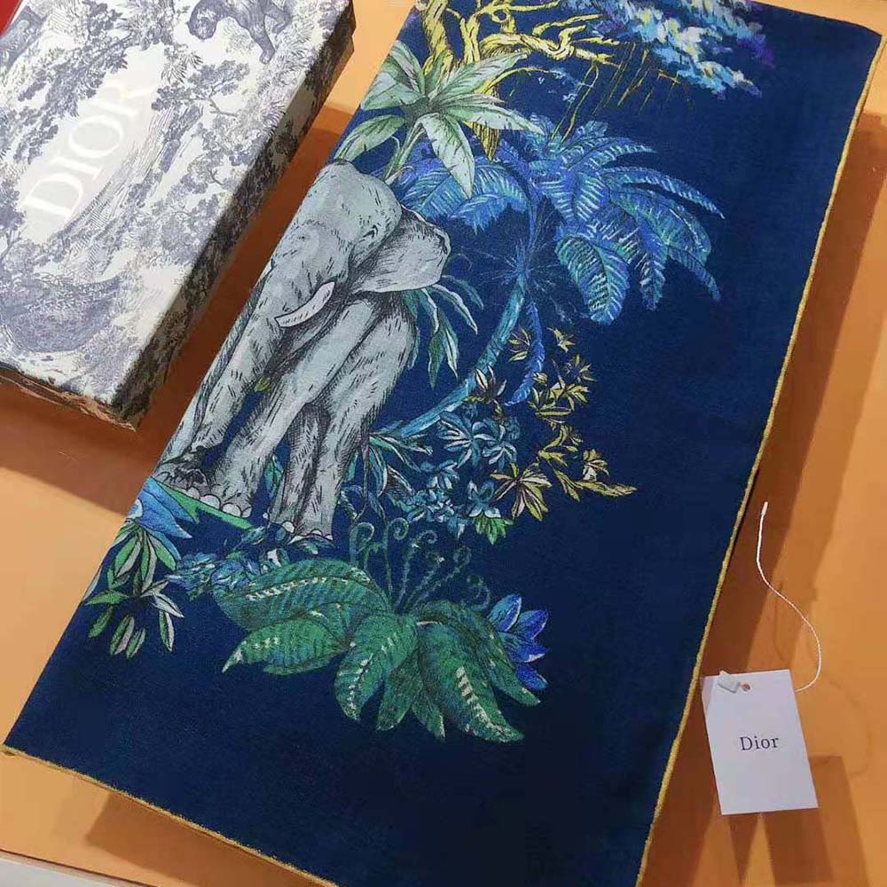 Dior Women Etoile De Voyage 90 Square Scarf Deep Blue Multicolor Silk Twill - image 5