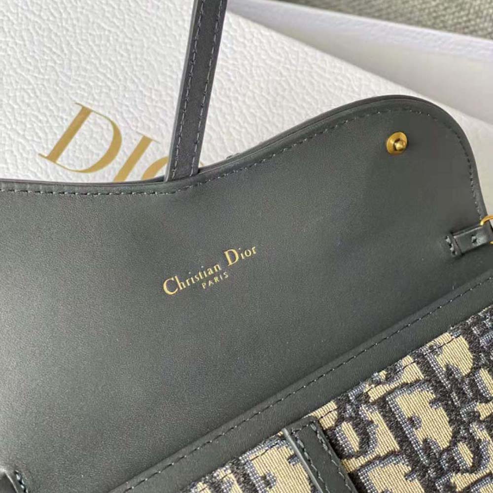 Dior Women Long Saddle Wallet with Chain Blue Dior Oblique Jacquard - image 9