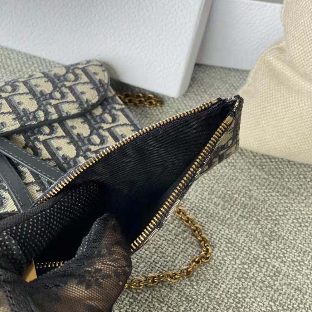 Dior Women Long Saddle Wallet with Chain Blue Dior Oblique Jacquard - image 8