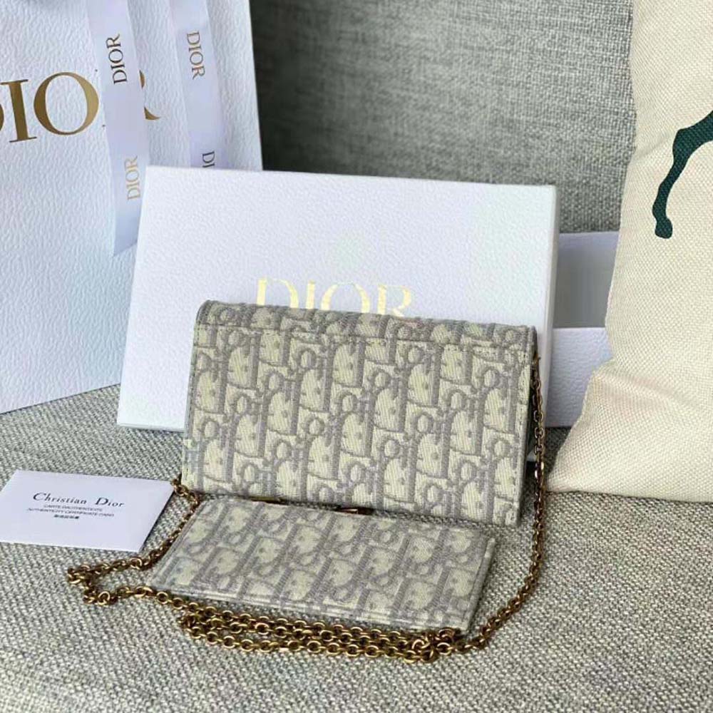 Interior shot showing card slots inside Dior Women Long Saddle Wallet with Chain