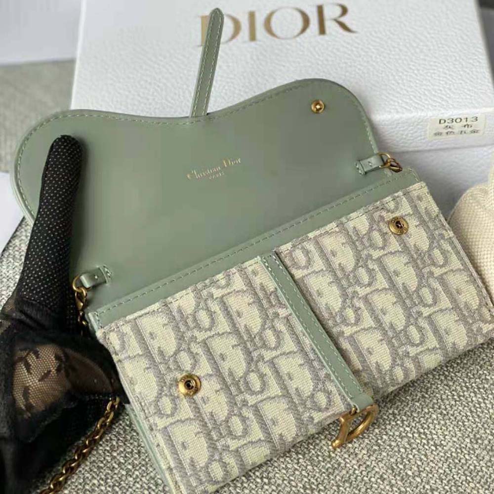 Dior Women Long Saddle Wallet with Chain Gray Dior Oblique Jacquard - image 6