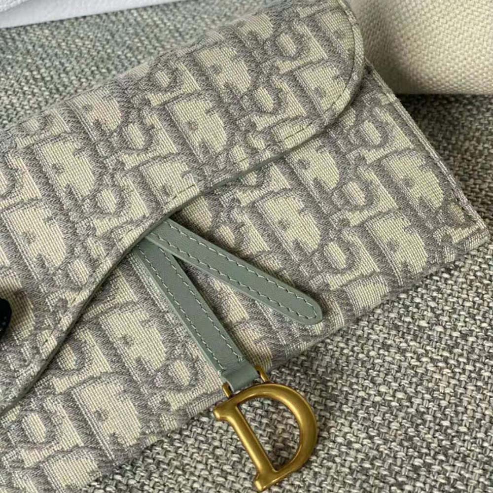 Dior Women Long Saddle Wallet with Chain Gray Dior Oblique Jacquard - image 8