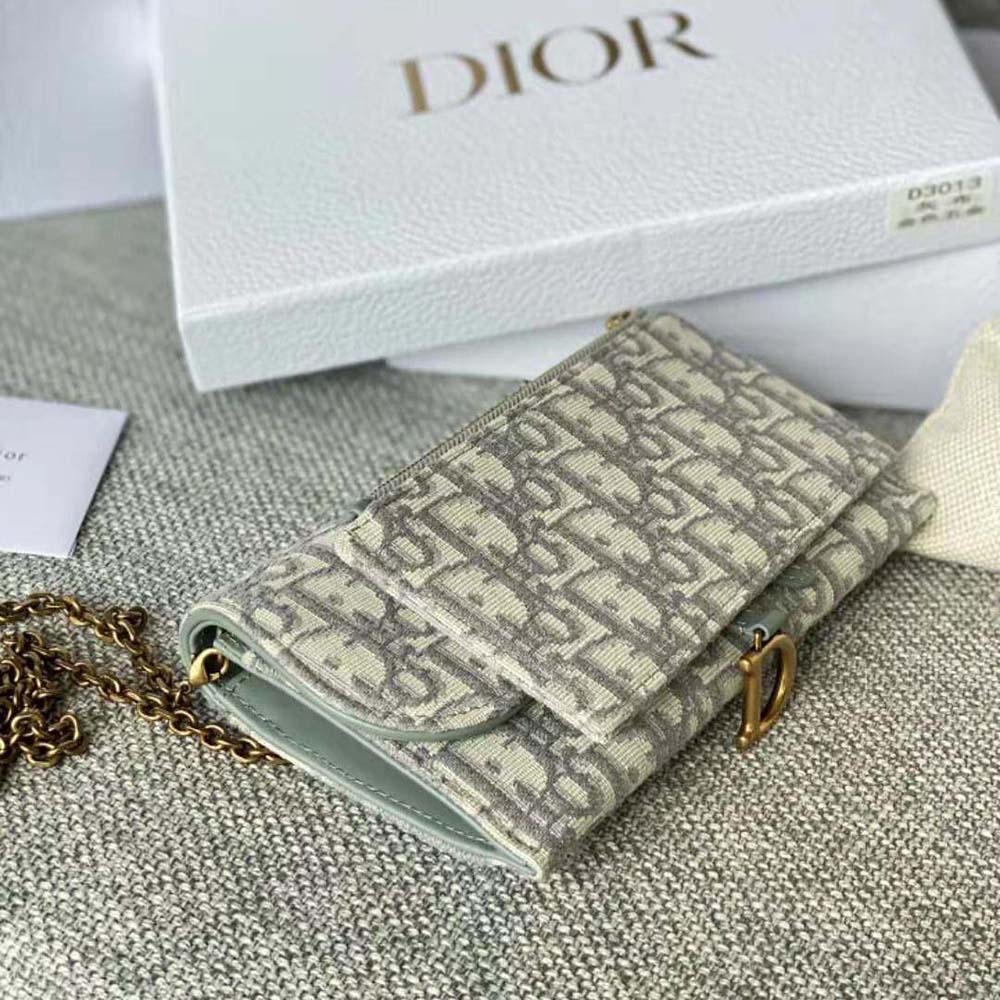 Dior Women Long Saddle Wallet with Chain Gray Dior Oblique Jacquard - image 5