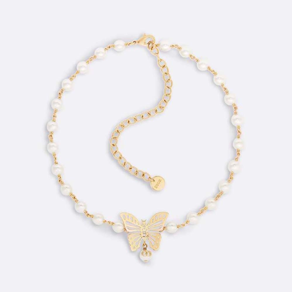 Front view of Dior Women Métamorphose Choker Gold-Finish Metal and White Resin Pearls