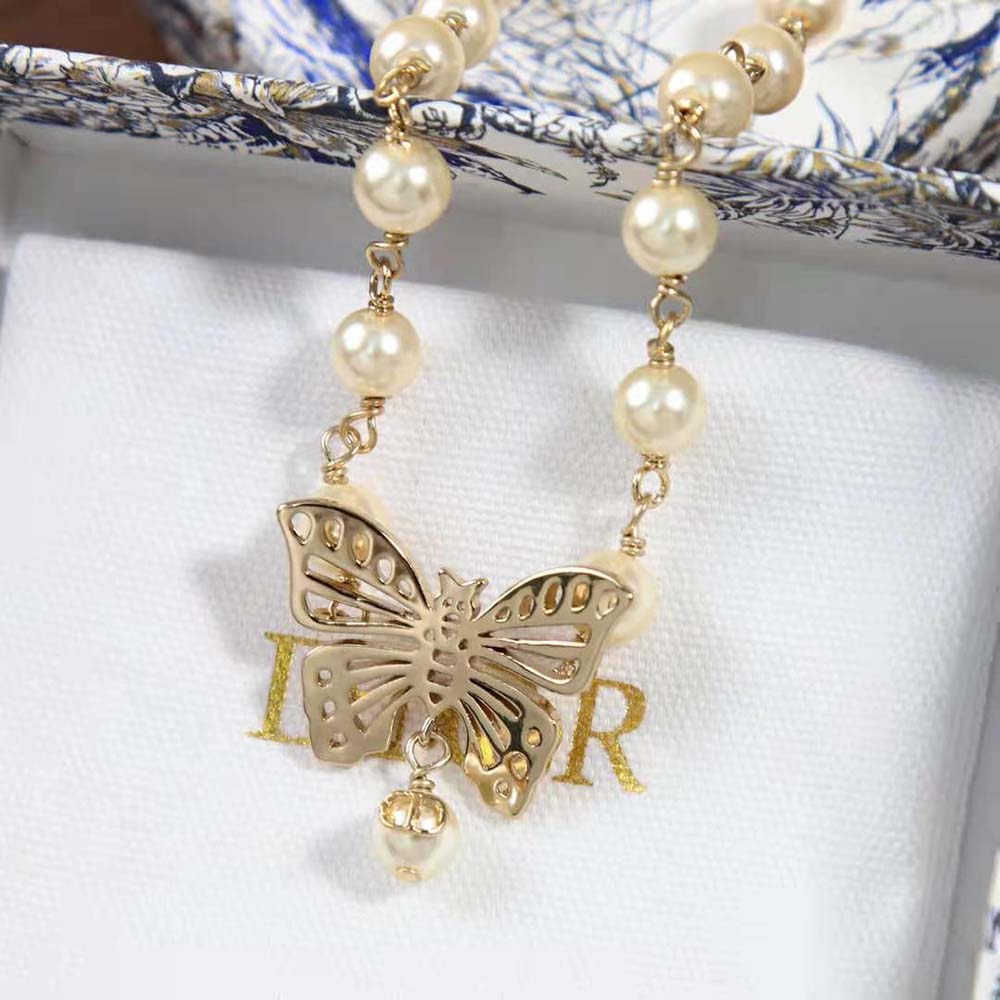 Dior Women Métamorphose Choker Gold-Finish Metal and White Resin Pearls - image 5
