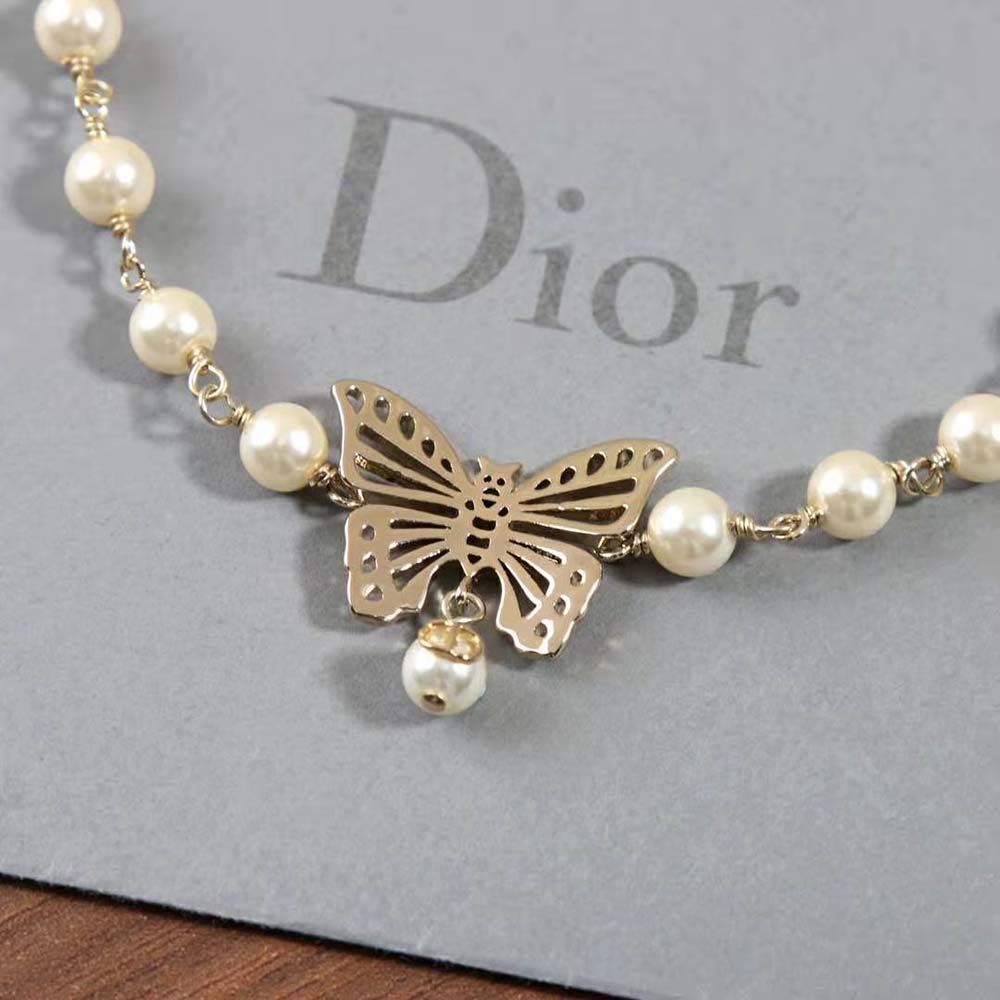 Dior Women Métamorphose Choker Gold-Finish Metal and White Resin Pearls - image 7