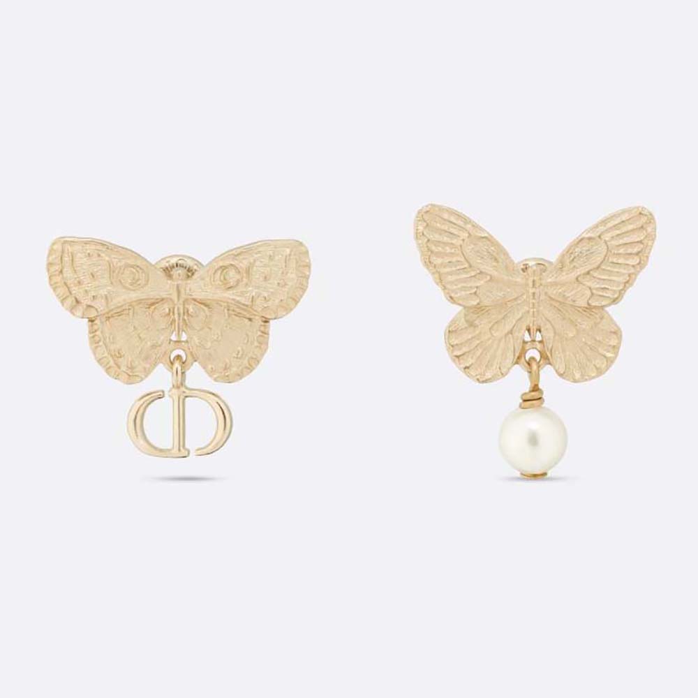 Front angle of Dior Women Métamorphose Earrings showing matte gold finish