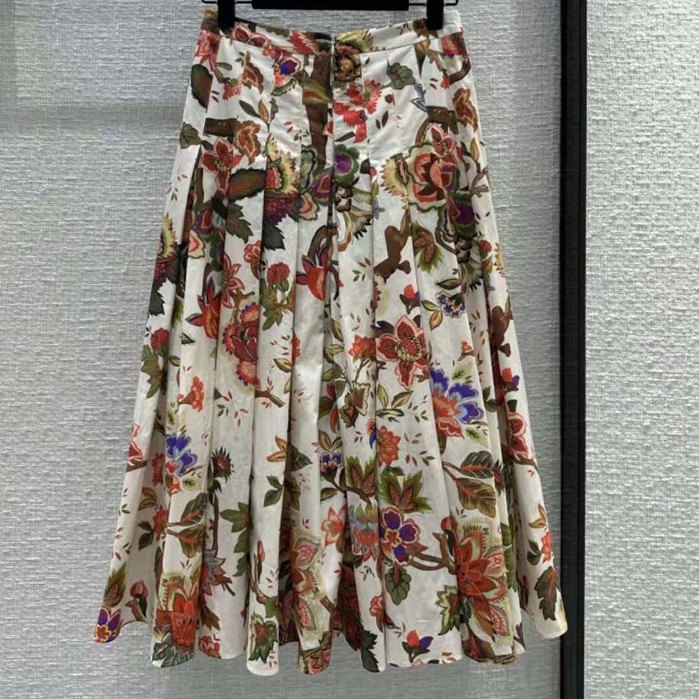 Side angle highlighting pleats and fabric texture of Dior Women Mid-length Skirt