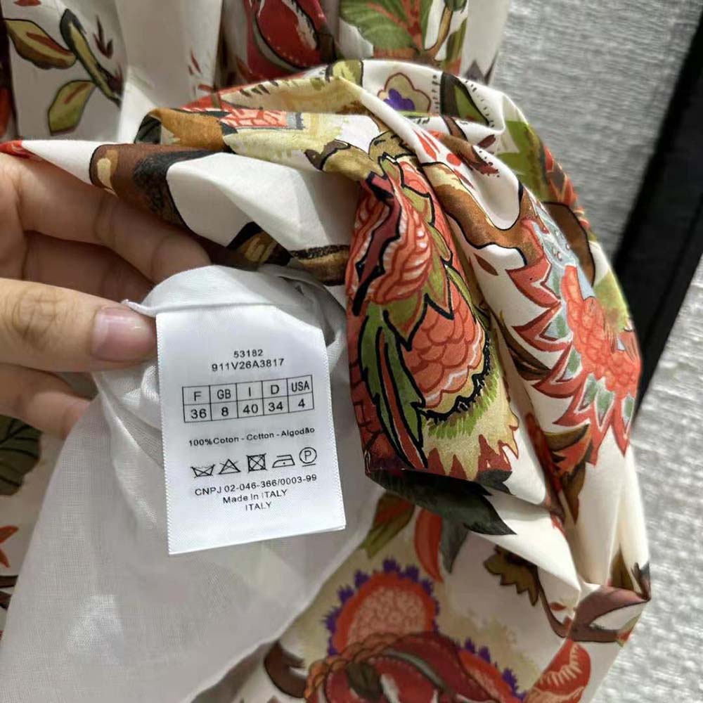 Dior Women Mid-length Pleated Skirt Multicolor Cotton and Silk Poplin with Albero Della Vita Motif - image 10
