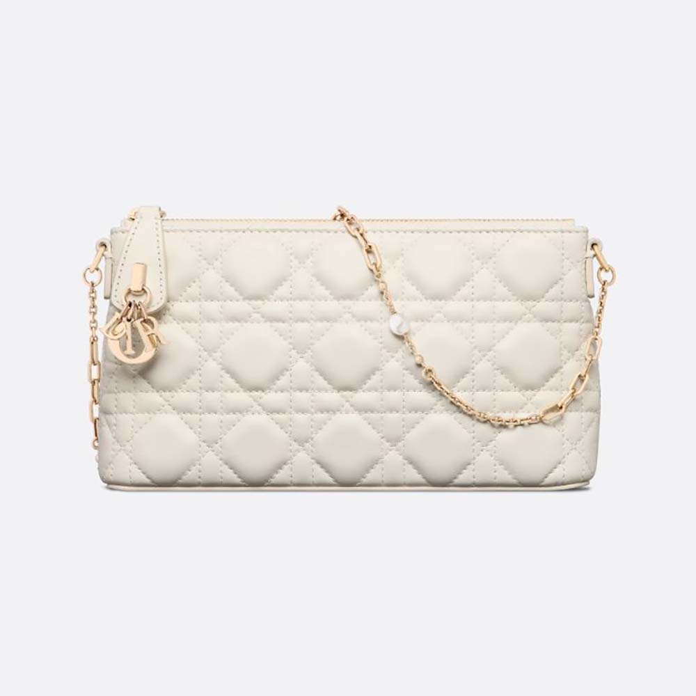 Front view of Dior Women Miss Dior Dior Midi Mini Bag White Cannage Lambskin