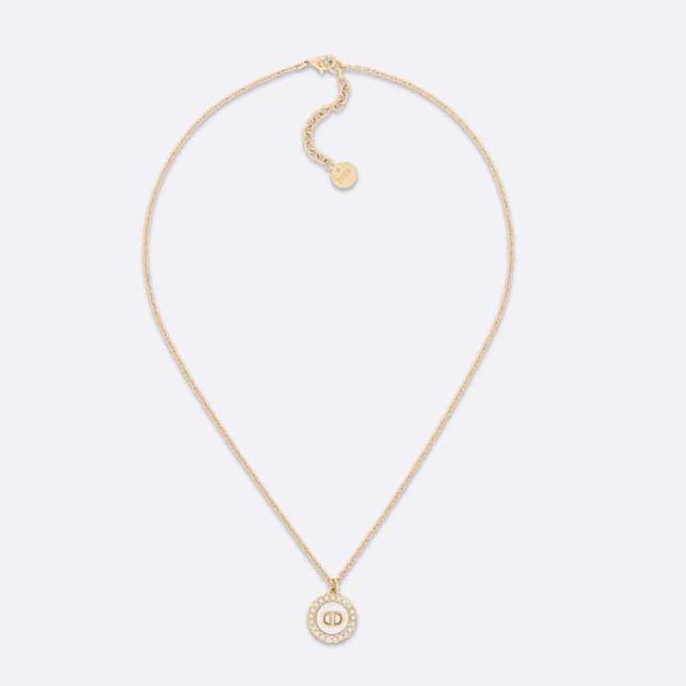 Dior Women Petit CD Necklace Gold-Finish Metal with White Resin Pearls and Black Glass