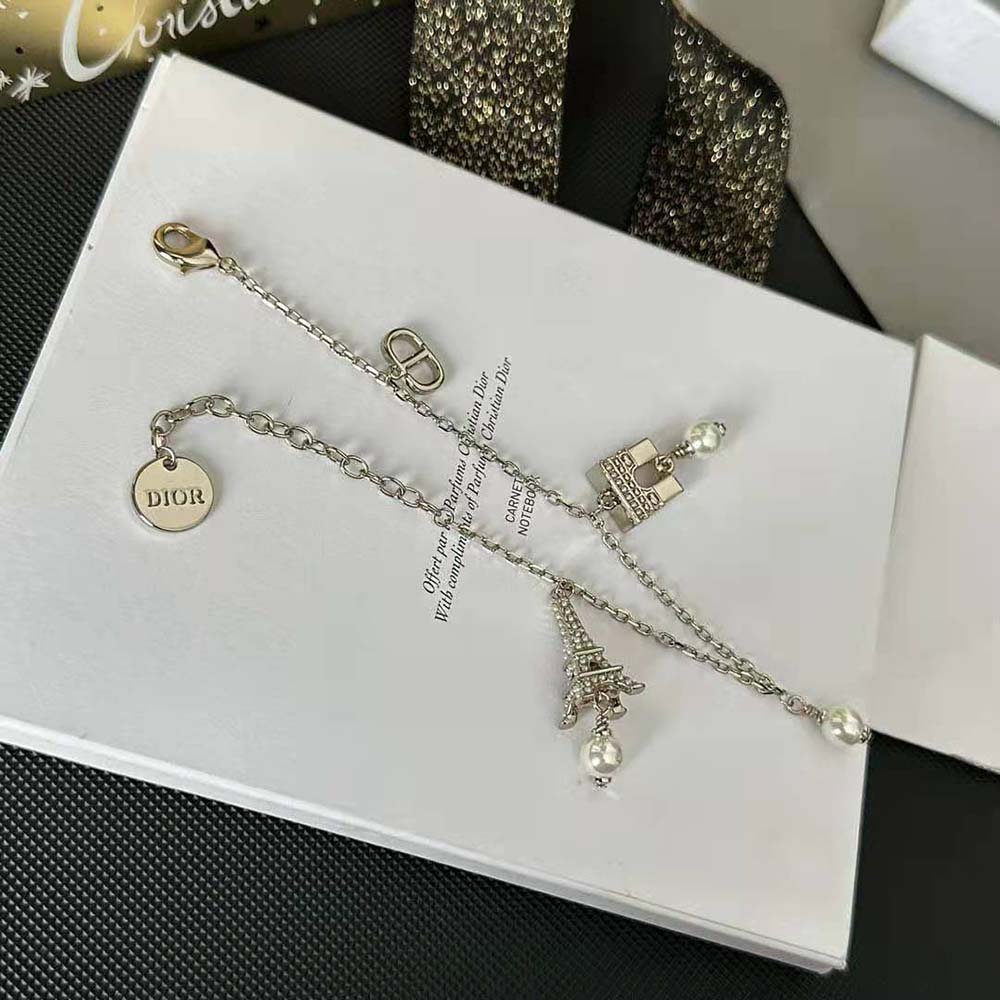 Dior Women Plan De Paris Bracelet Gold-Finish Metal and White Resin Pearls - image 6