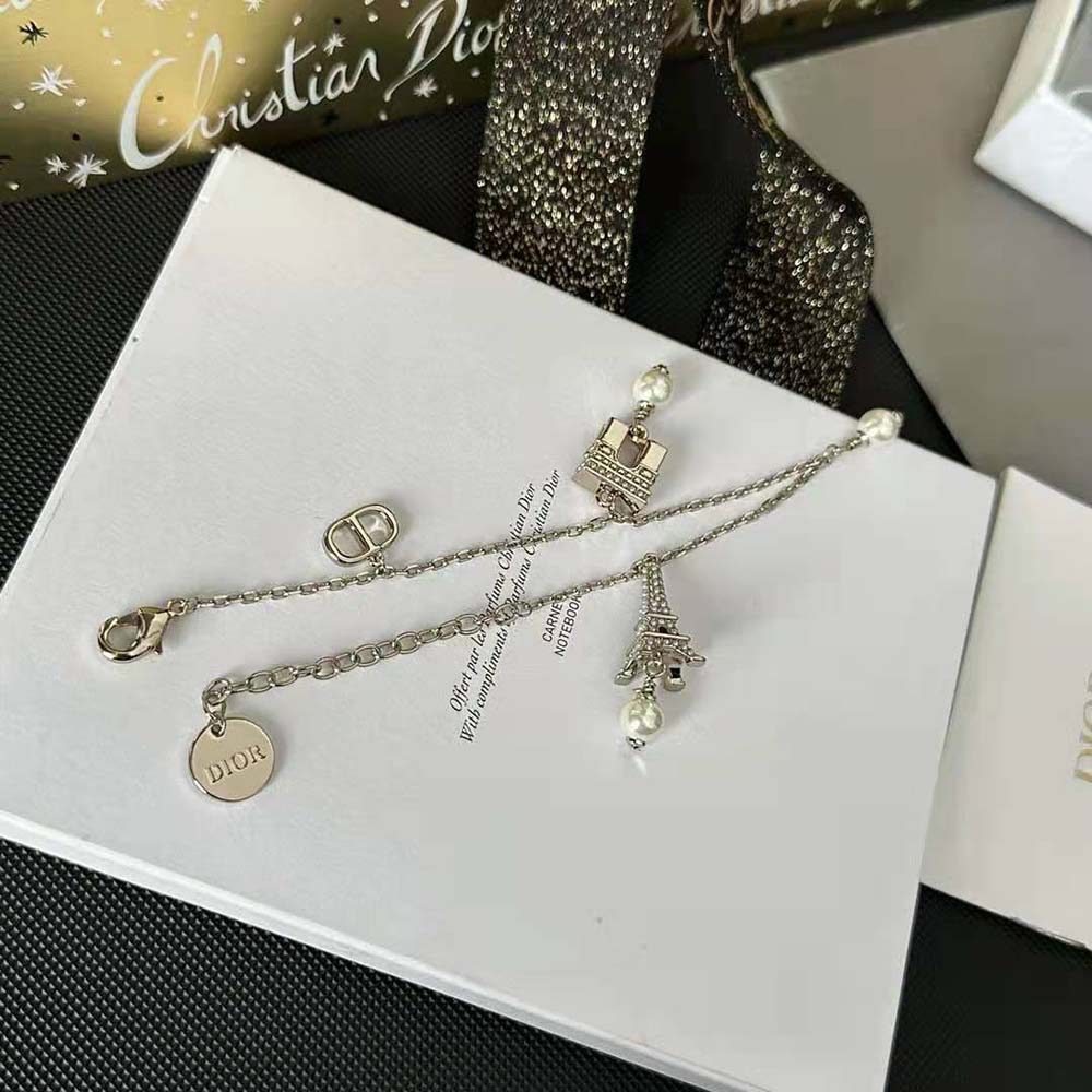 Dior Women Plan De Paris Bracelet Gold-Finish Metal and White Resin Pearls - image 5