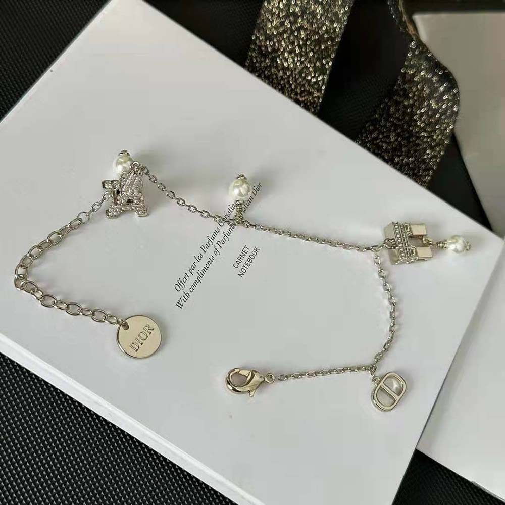 Dior Women Plan De Paris Bracelet Gold-Finish Metal and White Resin Pearls - image 4