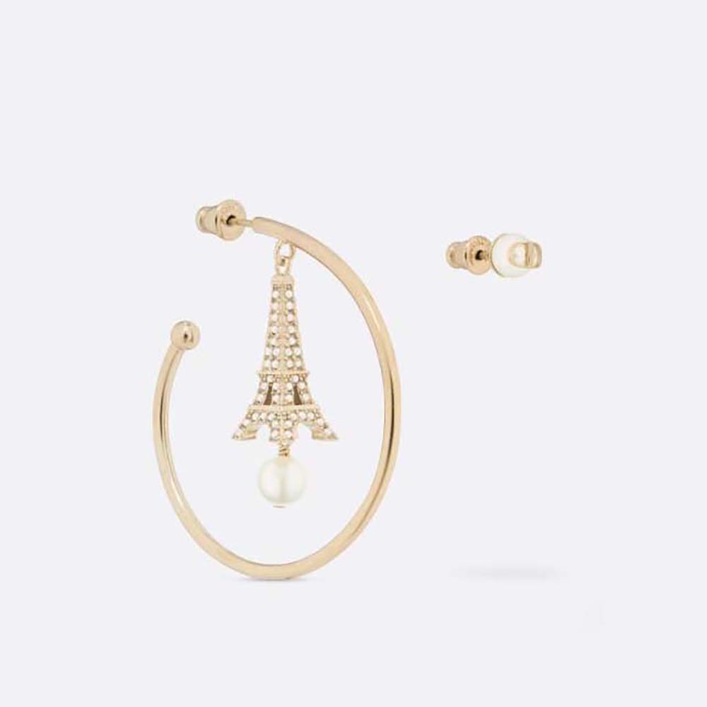 Close-up of Dior Women Plan De Paris Earrings showing gold finish and pearls