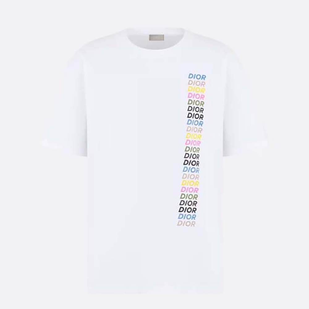 Front view of Dior Men Relaxed-fit T-shirt White Slub Organic Cotton Jersey