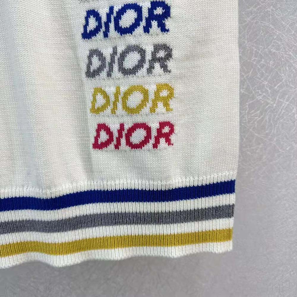 Dior Men Sleeveless Sweater Beige Wool and Cashmere Intarsia - image 9