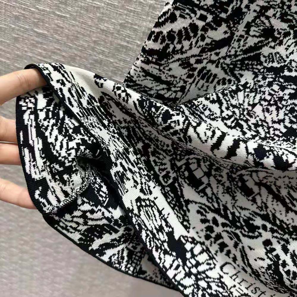 Dior Women Straight Dress Black and White Technical Jacquard with Allover Butterfly Motif - image 7