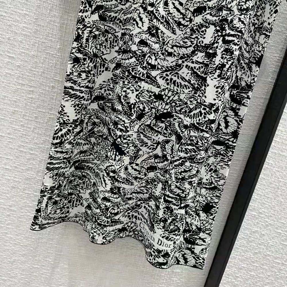 Dior Women Straight Dress Black and White Technical Jacquard with Allover Butterfly Motif - image 6