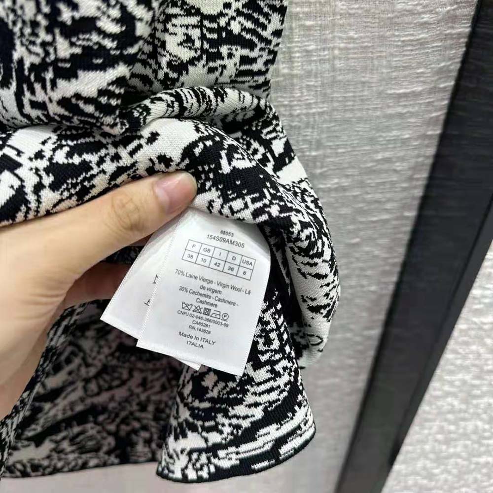 Dior Women Straight Dress Black and White Technical Jacquard with Allover Butterfly Motif - image 10