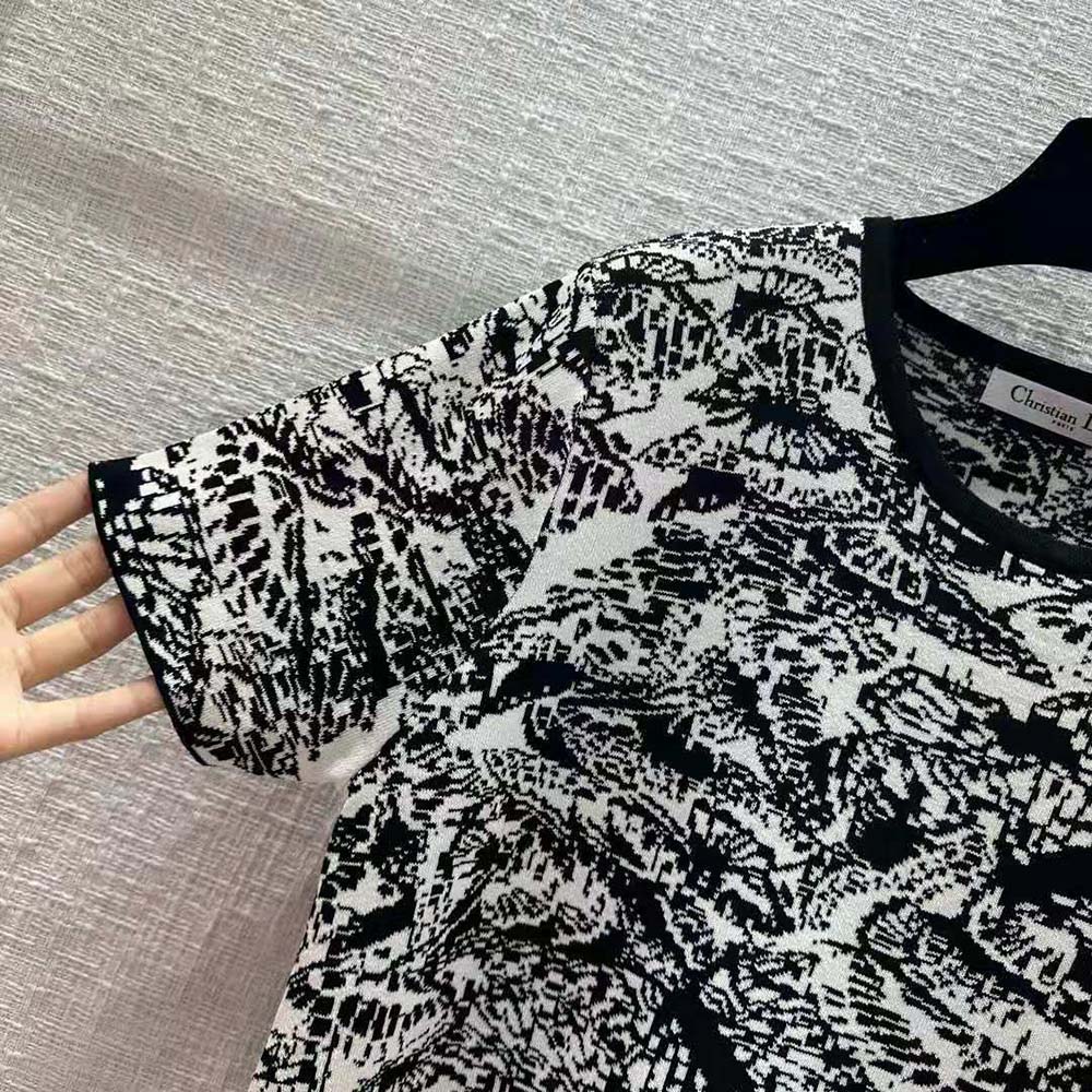 Dior Women Straight Dress Black and White Technical Jacquard with Allover Butterfly Motif - image 9