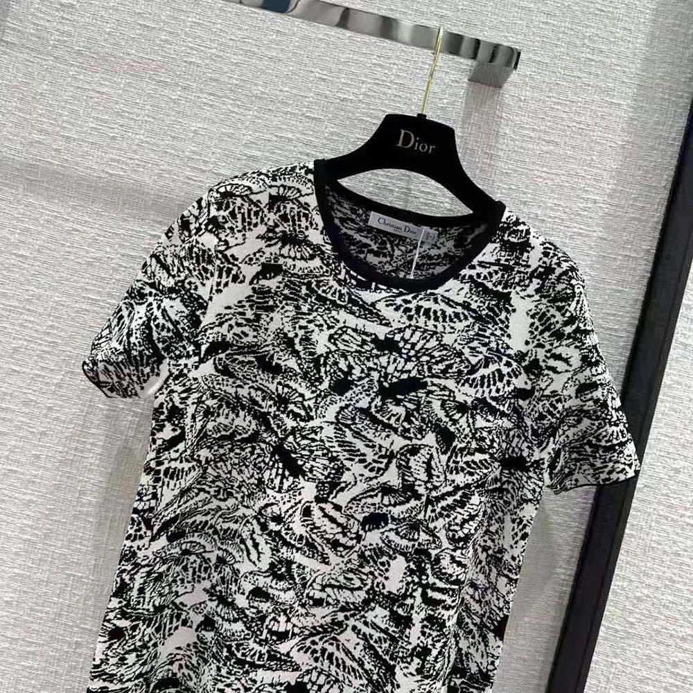 Dior Women Straight Dress Black and White Technical Jacquard with Allover Butterfly Motif - image 4