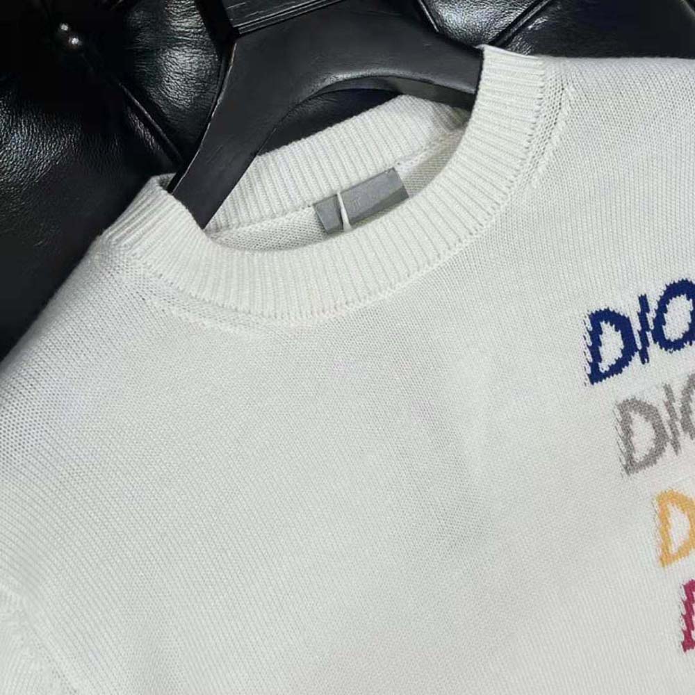 Dior Men Sweater Beige Wool and Cashmere Intarsia - image 5