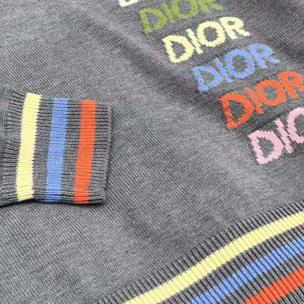 Dior Men Sweater Gray Wool and Cashmere Intarsia - image 6