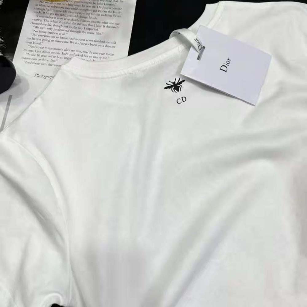 Dior Women T-shirt White Cotton and Linen Jersey with Multicolor Indian Animals Tiger Motif - image 9