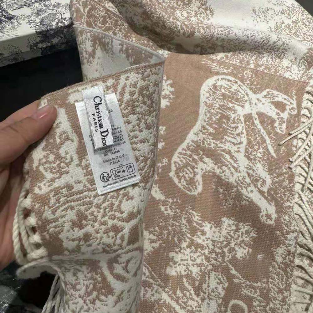 Dior Women Toile De Jouy Sauvage Scarf Rose Des Vents Cashmere and Wool - image 6