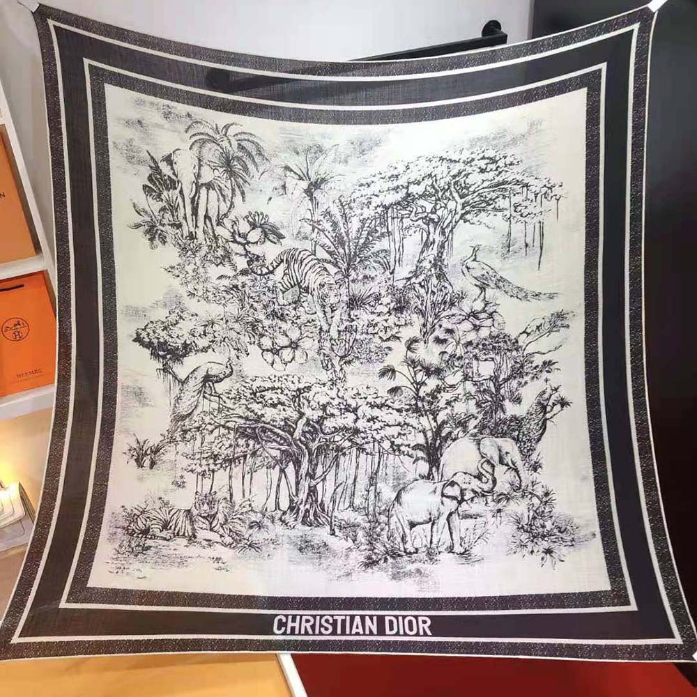 Dior Women Toile De Jouy Voyage 90 Square Scarf White and Black Silk Twill - image 4