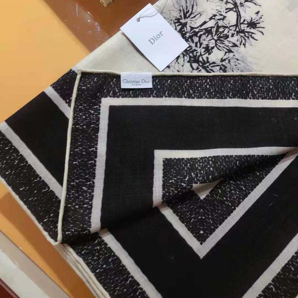 Dior Women Toile De Jouy Voyage 90 Square Scarf White and Black Silk Twill - image 8