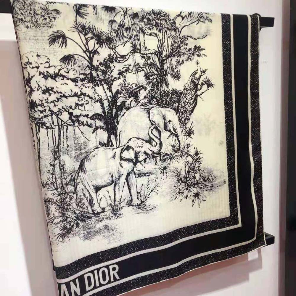 Dior Women Toile De Jouy Voyage 90 Square Scarf White and Black Silk Twill - image 6