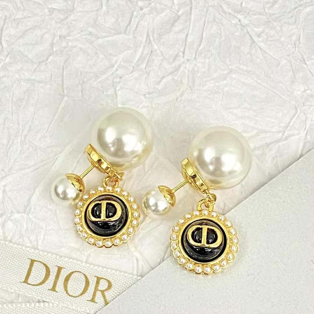 Dior Women Tribales Earrings worn on model highlighting double-sided design
