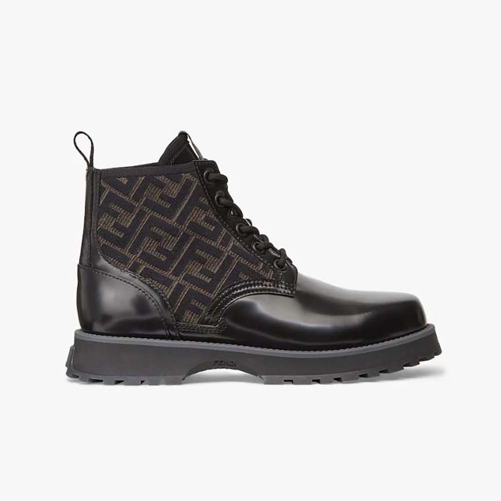Side view of Fendi Men Biker Boots Black Leather Biker showing silhouette
