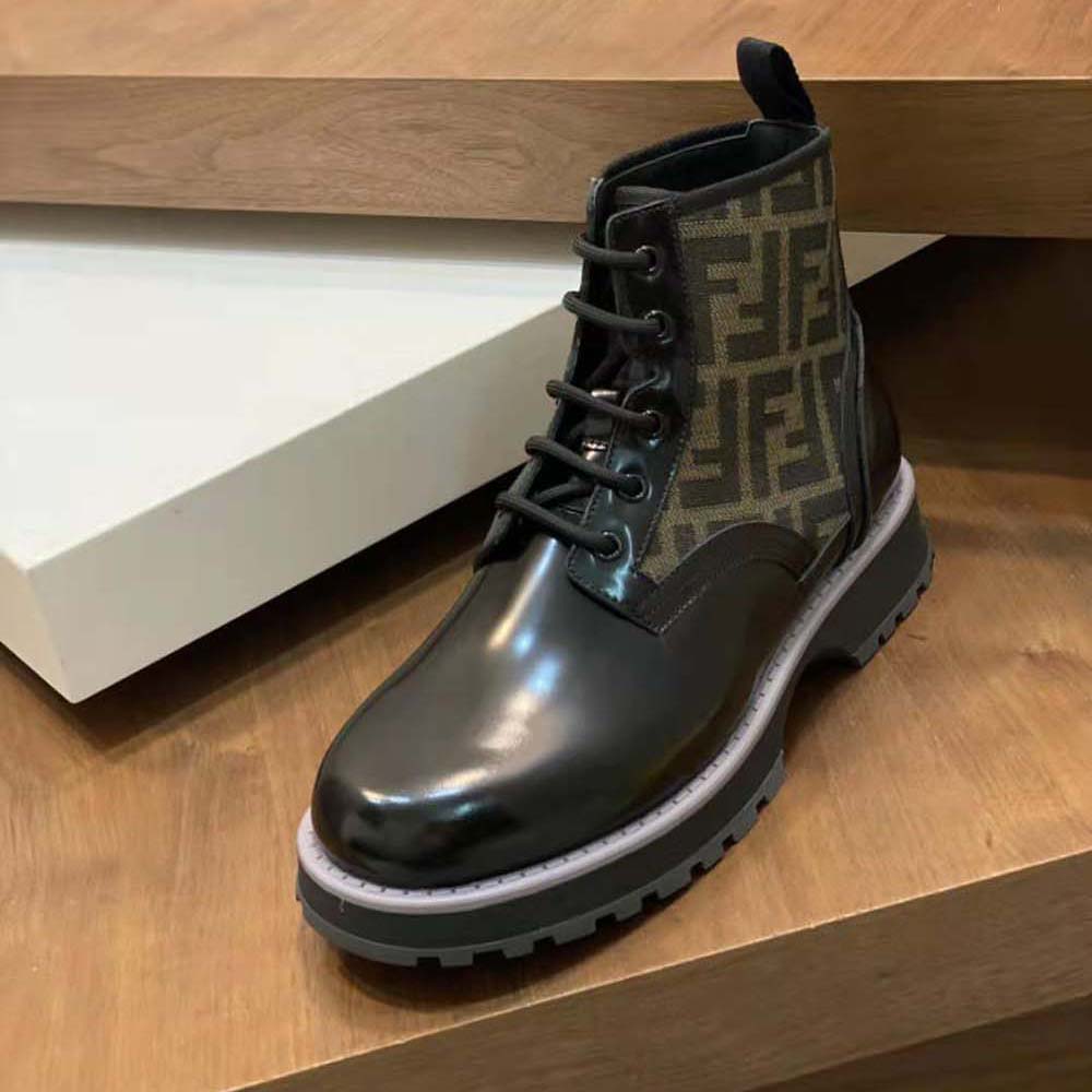 Fendi Men Biker Boots Black Leather Biker - image 8
