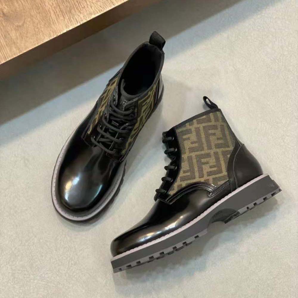 Fendi Men Biker Boots Black Leather Biker - image 5