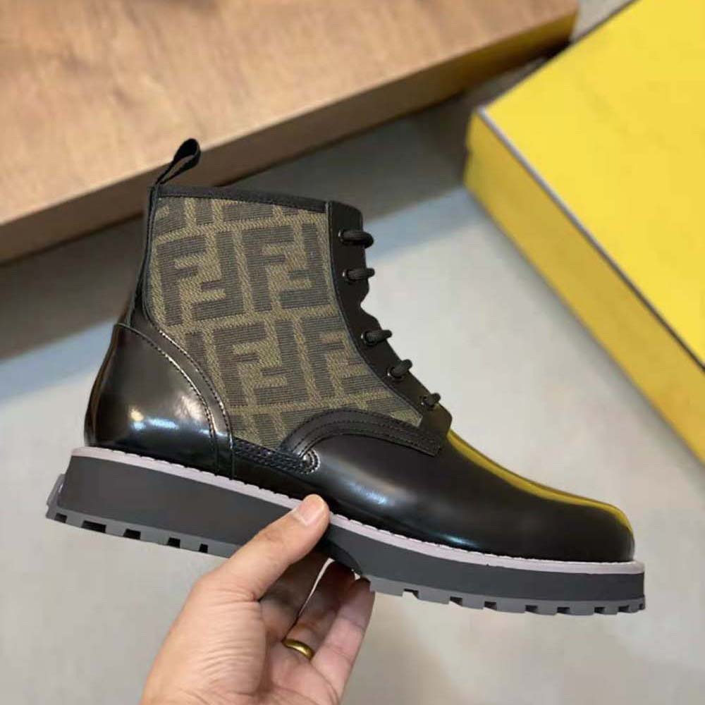 Fendi Men Biker Boots Black Leather Biker - image 7