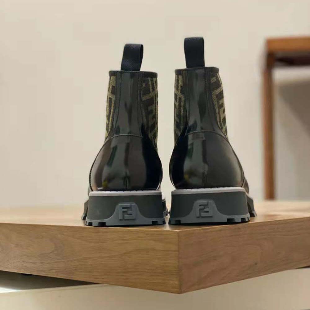 Fendi Men Biker Boots Black Leather Biker - image 6