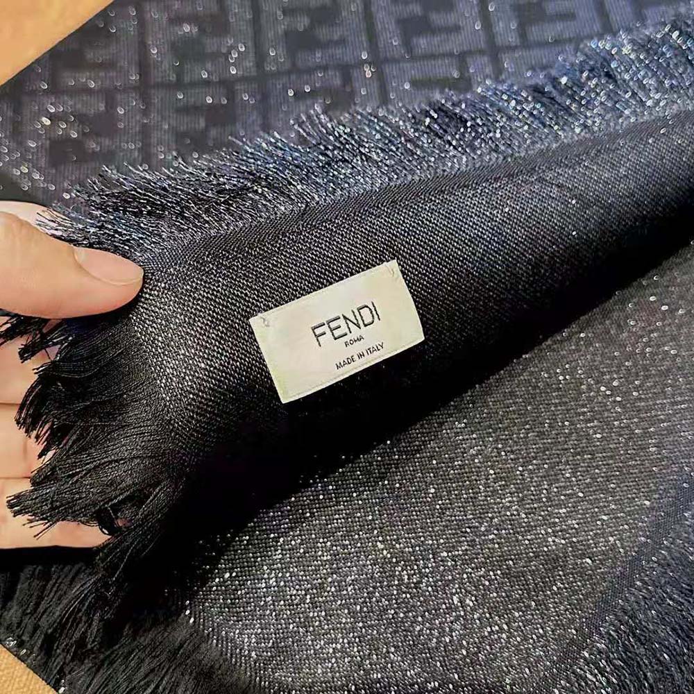 Fendi Unisex FF Shawl Black Lurex - image 8
