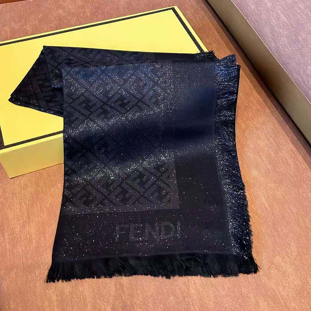Fendi Unisex FF Shawl Black Lurex - image 6