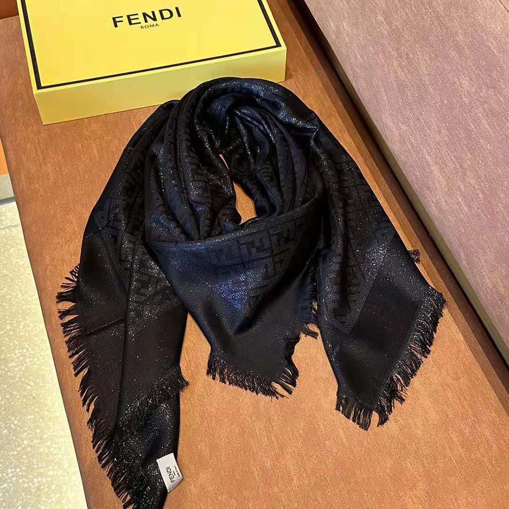Fendi Unisex FF Shawl Black Lurex - image 4