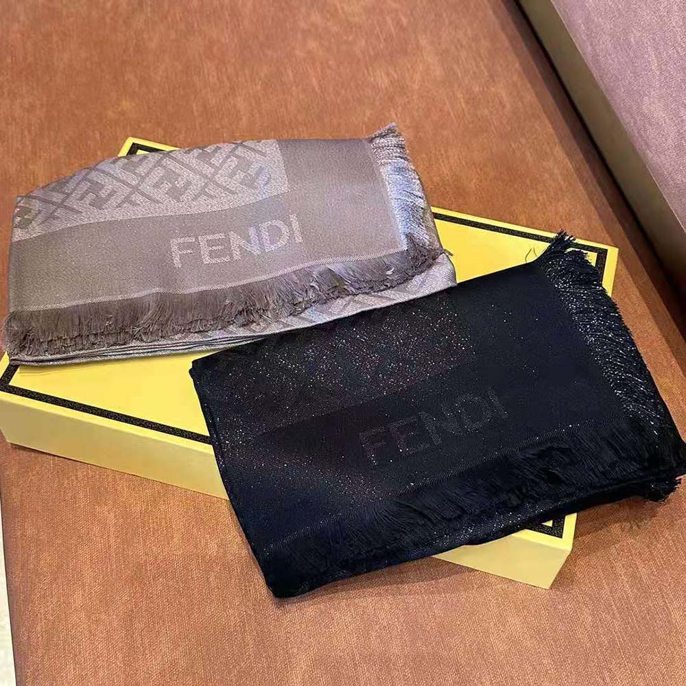 Fendi Unisex FF Shawl Black Lurex - image 9