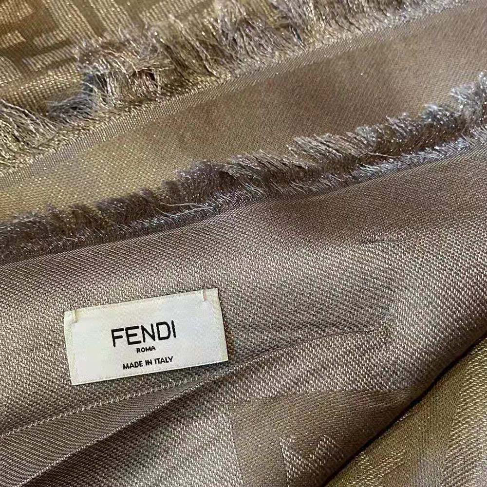 Fendi Unisex FF Shawl Dove Gray Lurex - image 8